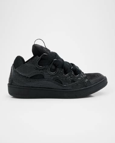 Lanvin Men's Leather and Suede Curb Sneakers