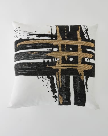 Global Views Golden Triple Crosshatch Pillow, 20" Square