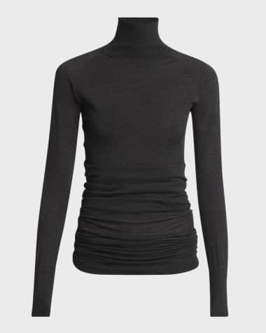 ALAIA Draped Long-Sleeve Knit Bodysuit