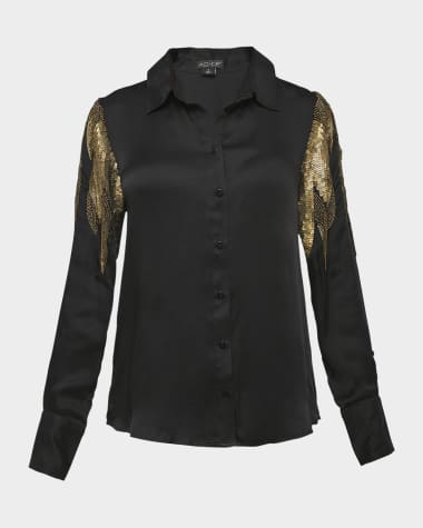 AS by DF Collins Embellished Button-Front Blouse