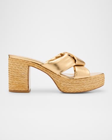 Ferragamo Douglas Metallic Espadrille Platform Sandals