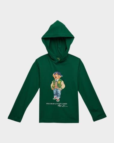 Ralph Lauren Boy's Polo Bear Hooded T-Shirt, Size S-XL
