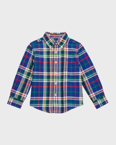 Ralph Lauren Boy's Multicolor Plaid-Print Oxford Shirt, Size 2-7