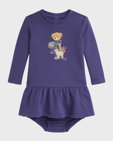 Ralph Lauren Girl's Day Dress W/ Mascot & Matching Bloomers, Size 9M-24M