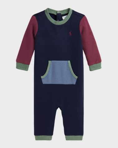 Ralph Lauren Boy's Color Block Embroidered Coverall, Size 3M-12M