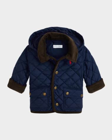 Ralph Lauren Childrenswear Boy's Matte Quilted Collared Jacket, Size 9M-24M
