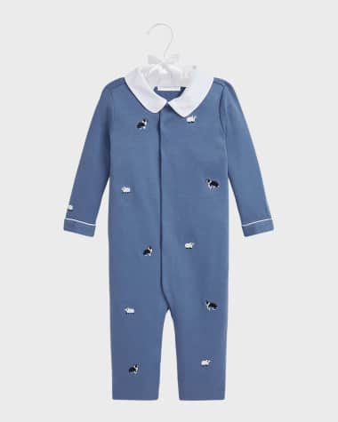 Ralph Lauren Boy's Embroidered Collared Coverall, Size Newborn-9M