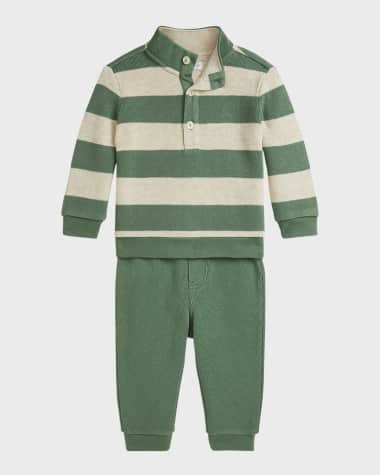 Ralph Lauren Boy's Striped Shawl Sweater & Pants Set, Size 3M-24M