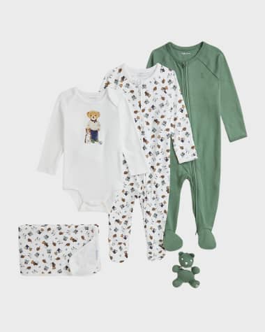 Ralph Lauren Childrenswear Boy's 5-Piece Bear Gift Set, Size Newborn-9M