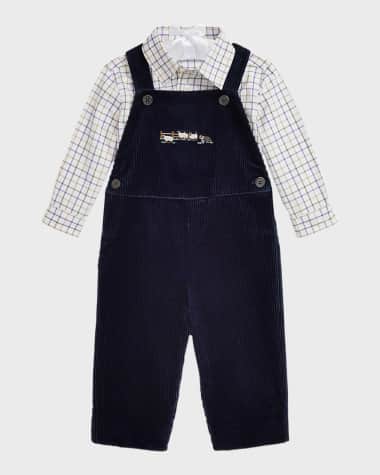 Ralph Lauren Boy's Embroidered Corduroy W/ Button Down Shirt, Size 9M-24M