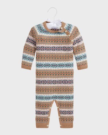 Ralph Lauren Boy's Fair Isle-Print Ribbed Coverall, Size 3M-12M