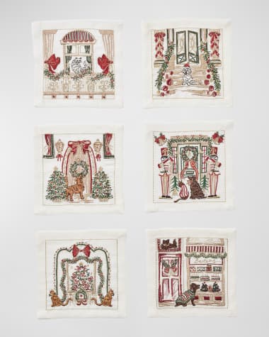 Kim Seybert Holiday Paws Cocktail Napkins, Set of 6