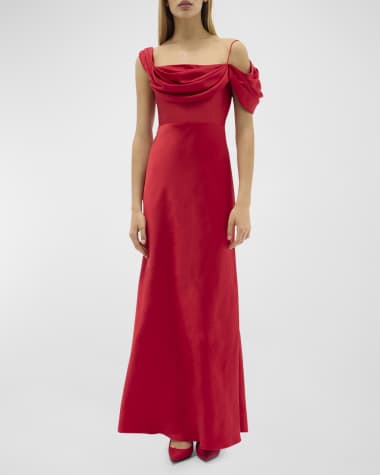 Rachel Gilbert Sawyer Draped One-Shoulder Gown