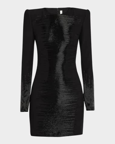 Naeem Khan Beaded Strong-Shoulder Mini Dress