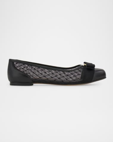 Ferragamo Varina Mesh Bow Ballerina Flats
