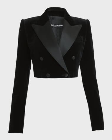 Dolce&Gabbana Velvet Double-Breasted Crop Jacket