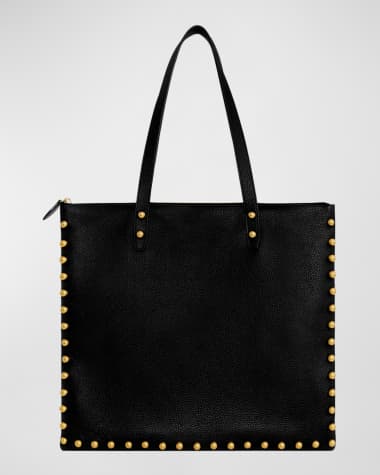 Black studded tote bag best sale