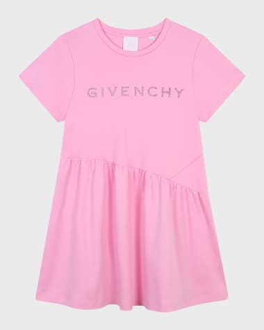 Givenchy Girl's Embellished Logo-Print Dress, Size 4-6 Girl's Embellished Logo-Print Dress, Size 8-14