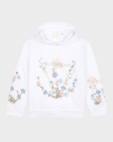 Givenchy Girl's Floral-Print Hoodie W/ Logo, Size 4-6 Girl's Floral-Print Hoodie W/ Logo, Size 8-14