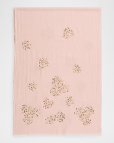 Janavi India Merino Wool Floral Beaded Scarf
