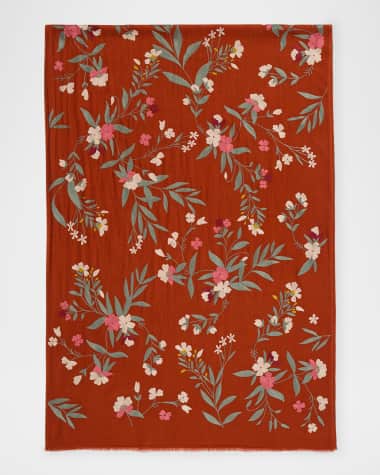 Janavi India Floral Symphony Merino Wool Scarf