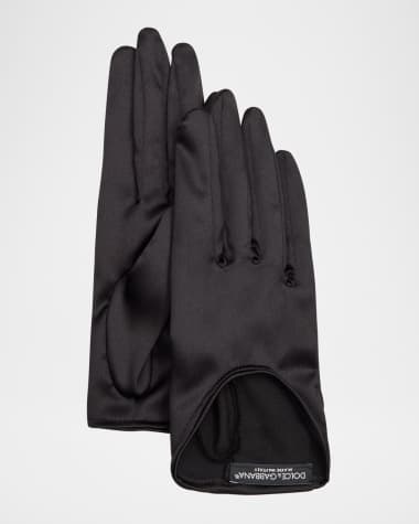 Dolce&Gabbana Cut-Out Satin Classic Gloves With Logo Strap