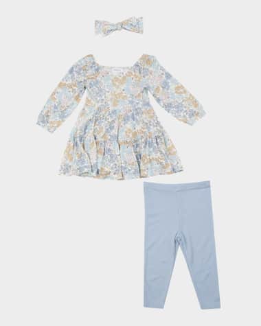 Angel Dear Girl's Edith Floral-Print Dress & Leggings Set, Size 6M-24M
