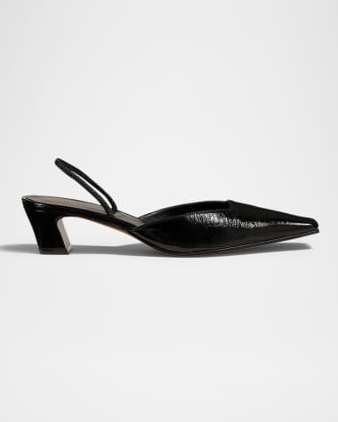Khaite Roosevelt Leather Kitten Slingback Pumps