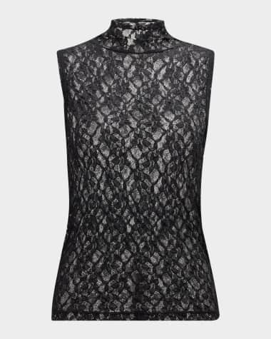 FRAME Sleeveless Mesh Lace Top