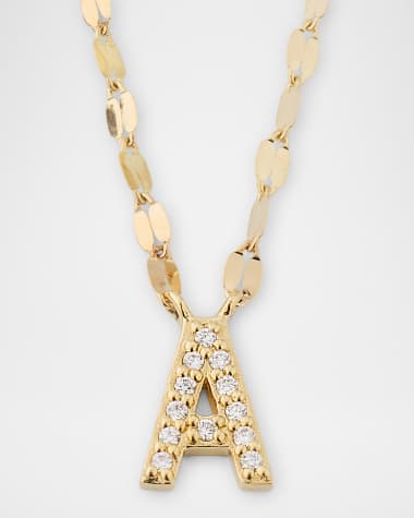 LANA Flawless Mini Intial Pendant Necklace with Jump Ring, 16-18"L