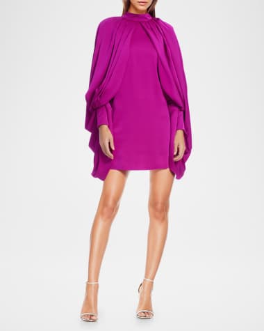 One33 Social Draped-Sleeve Sateen Mini Dress