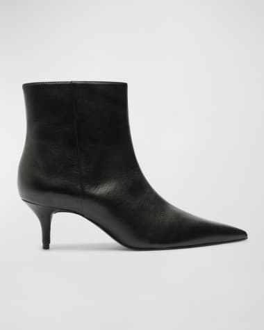 Schutz Mikki Leather Kitten Zip Booties