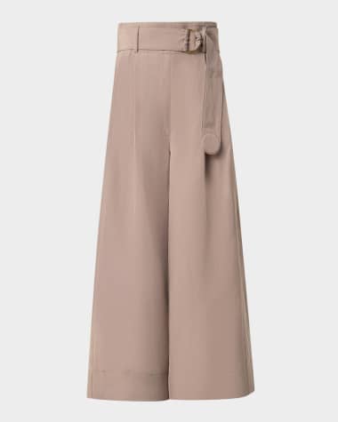 Akris punto Fiorella Belted Wide-Leg Culotte Pants
