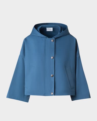 Akris punto Bracelet-Sleeve Cotton Gabardine Hooded Car Coat