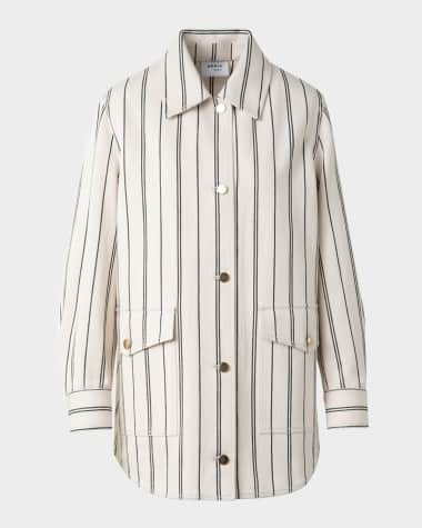 Akris punto Striped Denim Cotton Gabardine Boyfriend Jacket