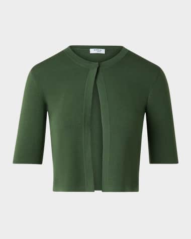 Akris punto One Button Merino Wool Cropped Cardigan