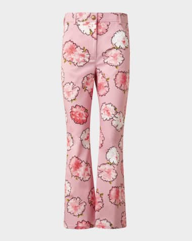Akris punto Cali Carnation-Print Stretch Denim Kickflare Pants