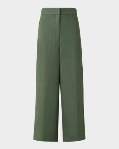 Akris punto Filip Washed Raw Linen Straight-Leg Crop Pants