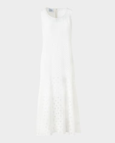 Akris punto Polka Dot Organzino Sleeveless Midi Dress