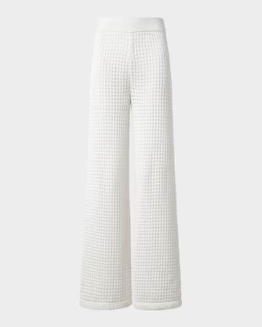 Akris punto Chunky Cotton Crochet Knit Straight-Leg Pants