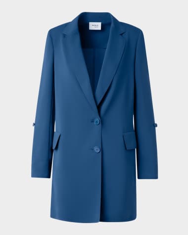 Akris punto Belted Single-Breasted Long Blazer Jacket