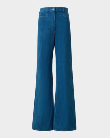 Akris punto Celia Cotton Stretch Denim Flare Pants