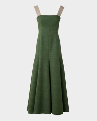 Akris punto Fit-Flare Indian Silk Midi Dress