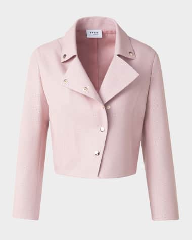 Akris punto Short Moto Pin Dot Leather Jacket
