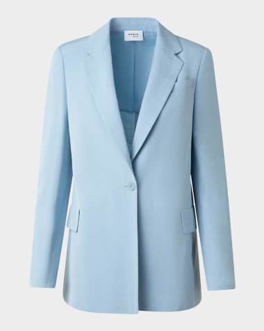Akris punto One-Button Linen Boyfriend Blazer