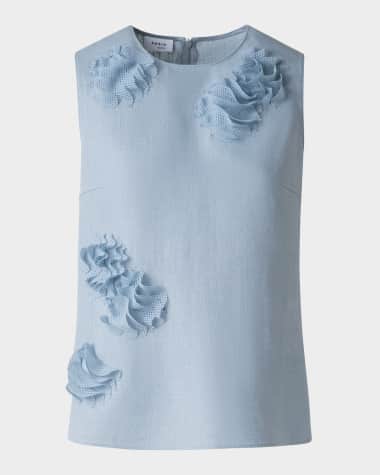 Akris punto 3D Carnation Raw Linen Sleeveless Top
