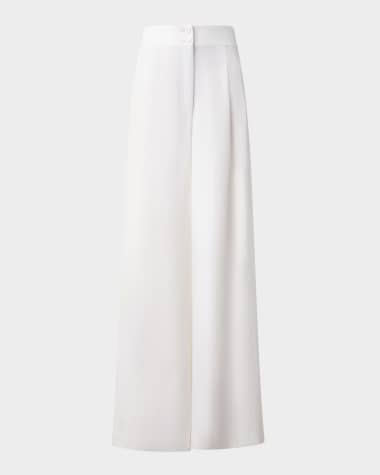 Akris punto Florence Pleated Linen Wide-Leg Pants