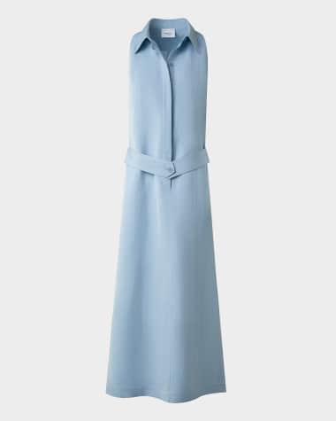 Akris punto Kent Collar Midi Linen Shirt Dress