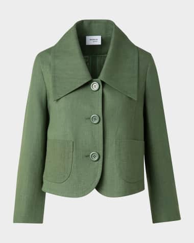Akris punto Fitted Washed Raw Linen Jacket