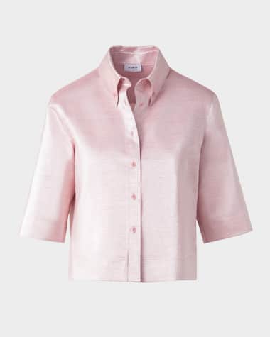 Akris punto Cotton Linen Button-Front Blouse